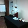 Chef Ro during cooking demonstration.